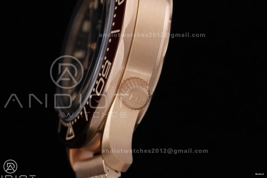 300M A8806 1:1 VSF on Diver Bracelet Gold Mesh Edition Seamaster Dial Best Rose Black 1224